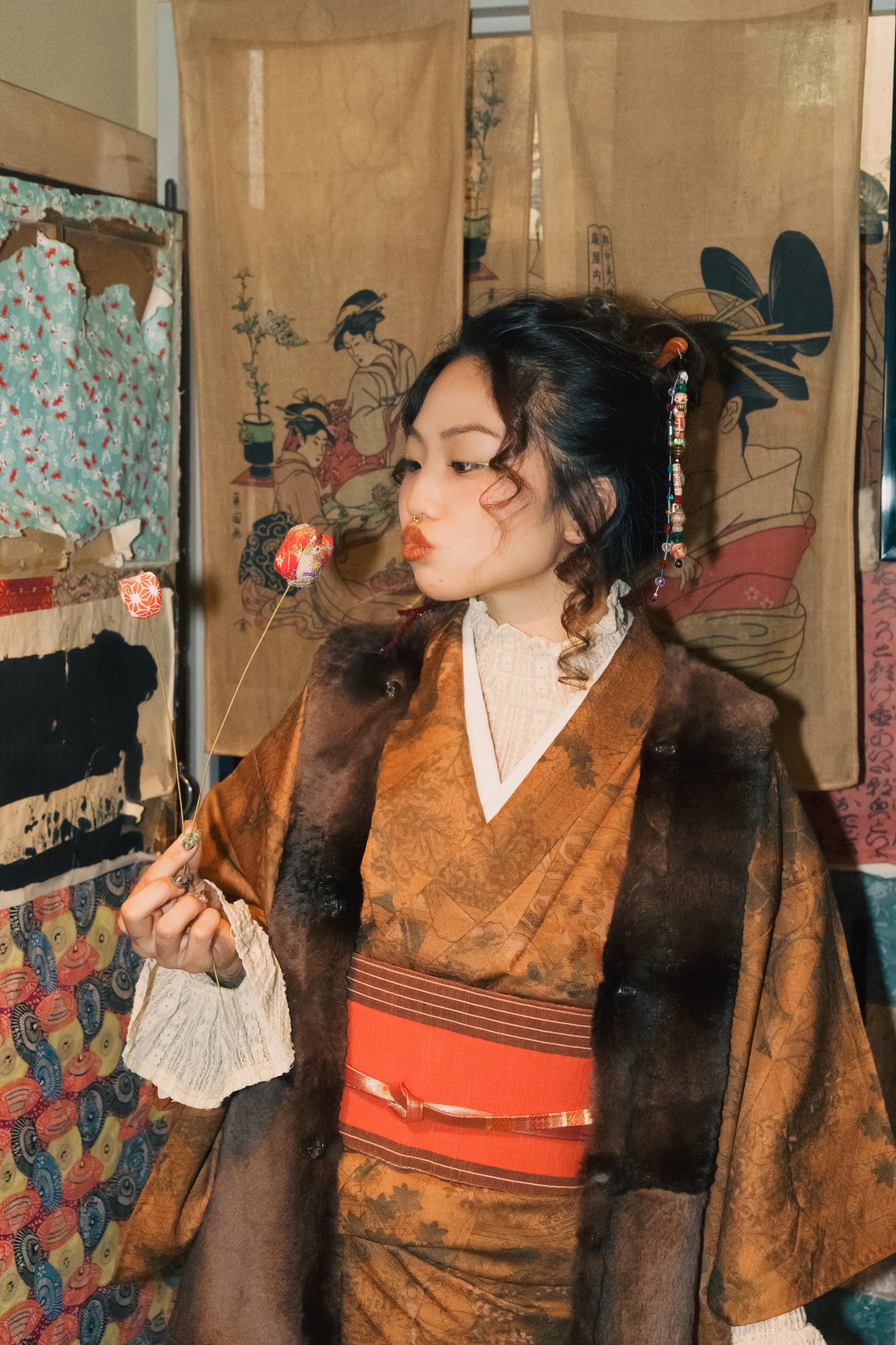 ENIPIS セレクト｜ヴィンテージ着物3点セット｜茶